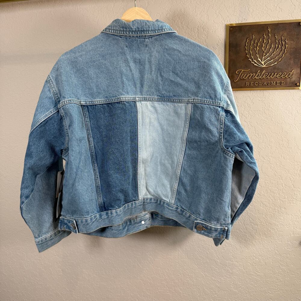 Women's Black Tape Patchwork‎ Denim Blue Jean Button Front Jacket Size 1X NEW119 - Picture 8 of 9